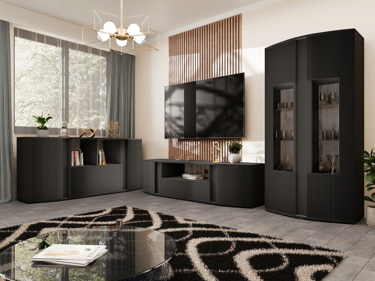 Könyvespolc Witryna 2D MICHELLE Czarny mat/Viking Tölgy