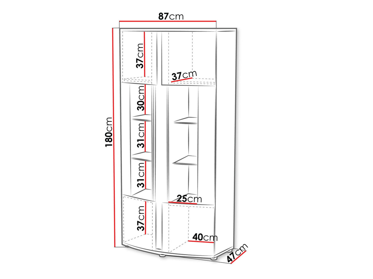 Könyvespolc Witryna 2D MICHELLE Czarny mat/Viking Tölgy