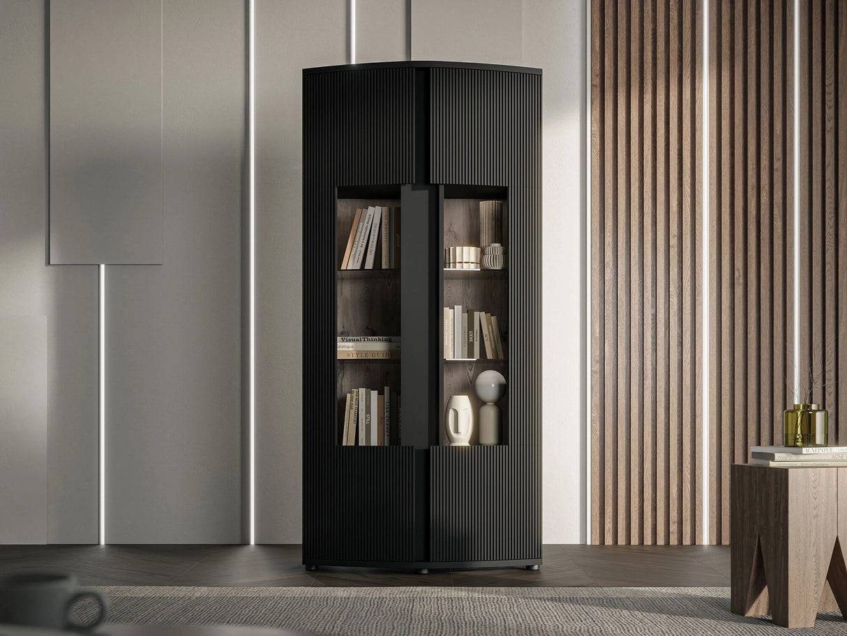 Könyvespolc Witryna 2D MICHELLE Czarny mat/Viking Tölgy