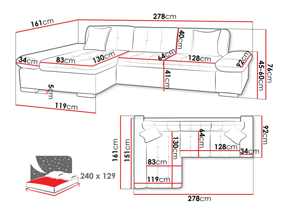 Sarokkanapé Malwi Premium (Laviva Premium), Szín: Horton 204.01, Változatok: Balos