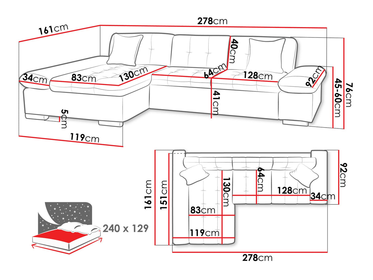 Sarokkanapé Malwi Premium (Laviva Premium), Szín: Magni 206.11, Változatok: Balos