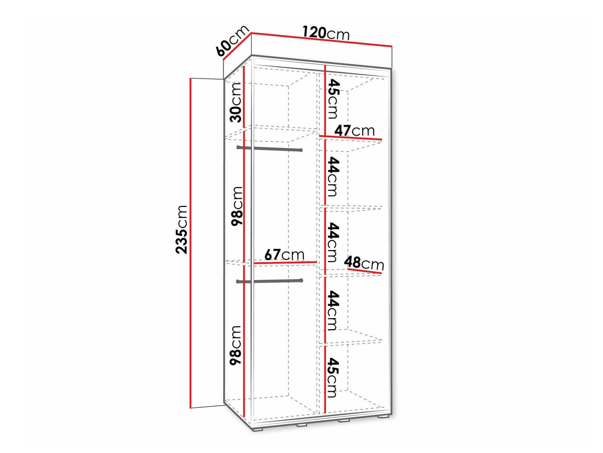 Gardróbszekrény Szafa DAKOTA 3 120 (gł.60) Kaszmir/Kaszmir + Czarny