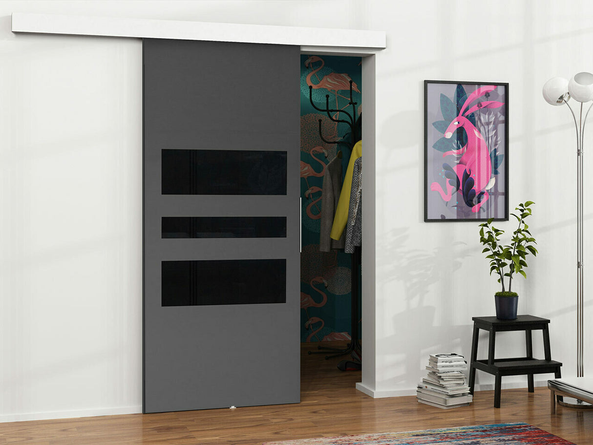 Tolóajtók Drzwi MALIBU WZORY M-1 90 + samodomykacz, Szín: Antracit + Fekete