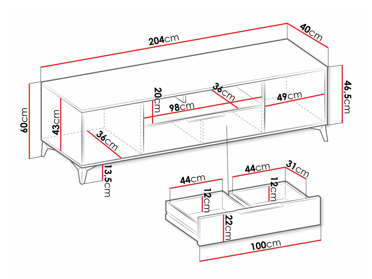 TV-állvány Szafka RTV 2D1SZ XYLIX Beż Piaskowy