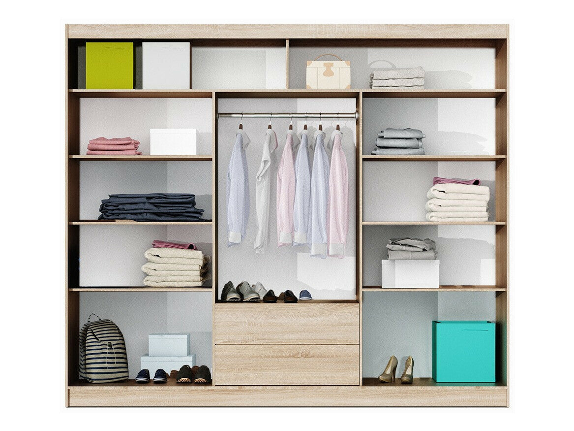 Gardróbszekrény Szafa MALIBU + LED Dąb Sonoma / Dąb sonemma + Lustro