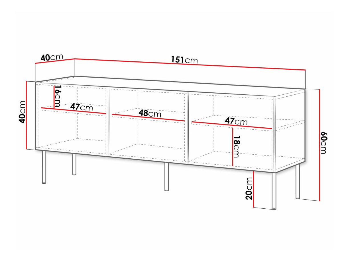 TV-állvány Szafka RTV 150 3D PALAZZO BIS, Szín: Fehér