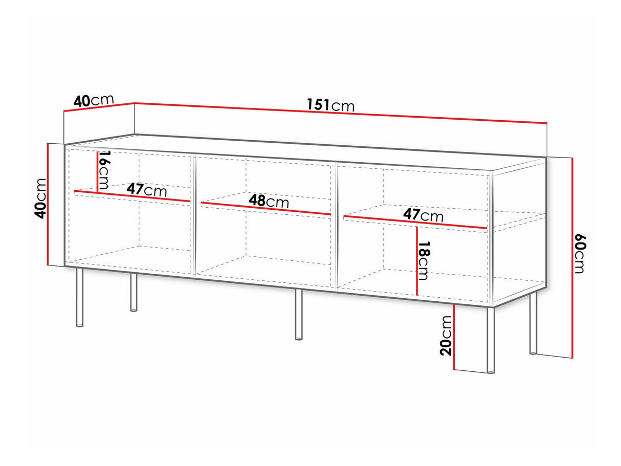 TV-állvány Szafka RTV 150 3D PALAZZO BIS, Szín: Fekete