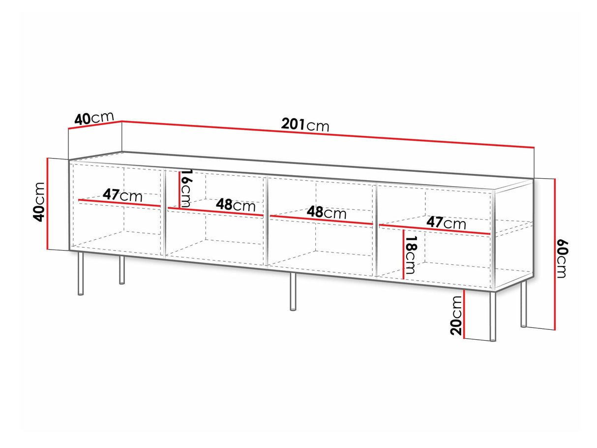 TV-állvány Szafka RTV 200 4D PALAZZO BIS, Szín: Fehér