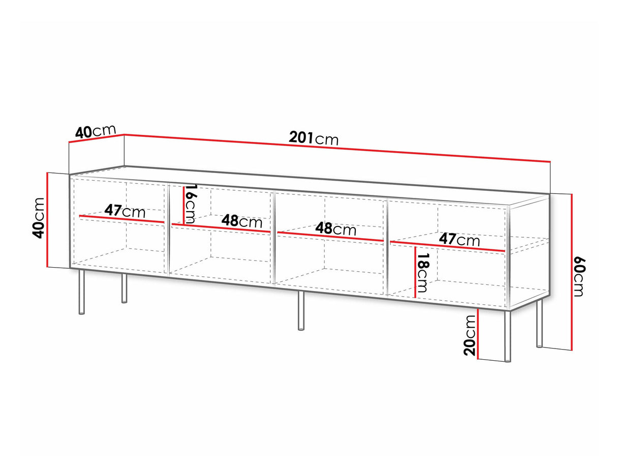 TV-állvány Szafka RTV 200 4D PALAZZO BIS, Szín: Fekete