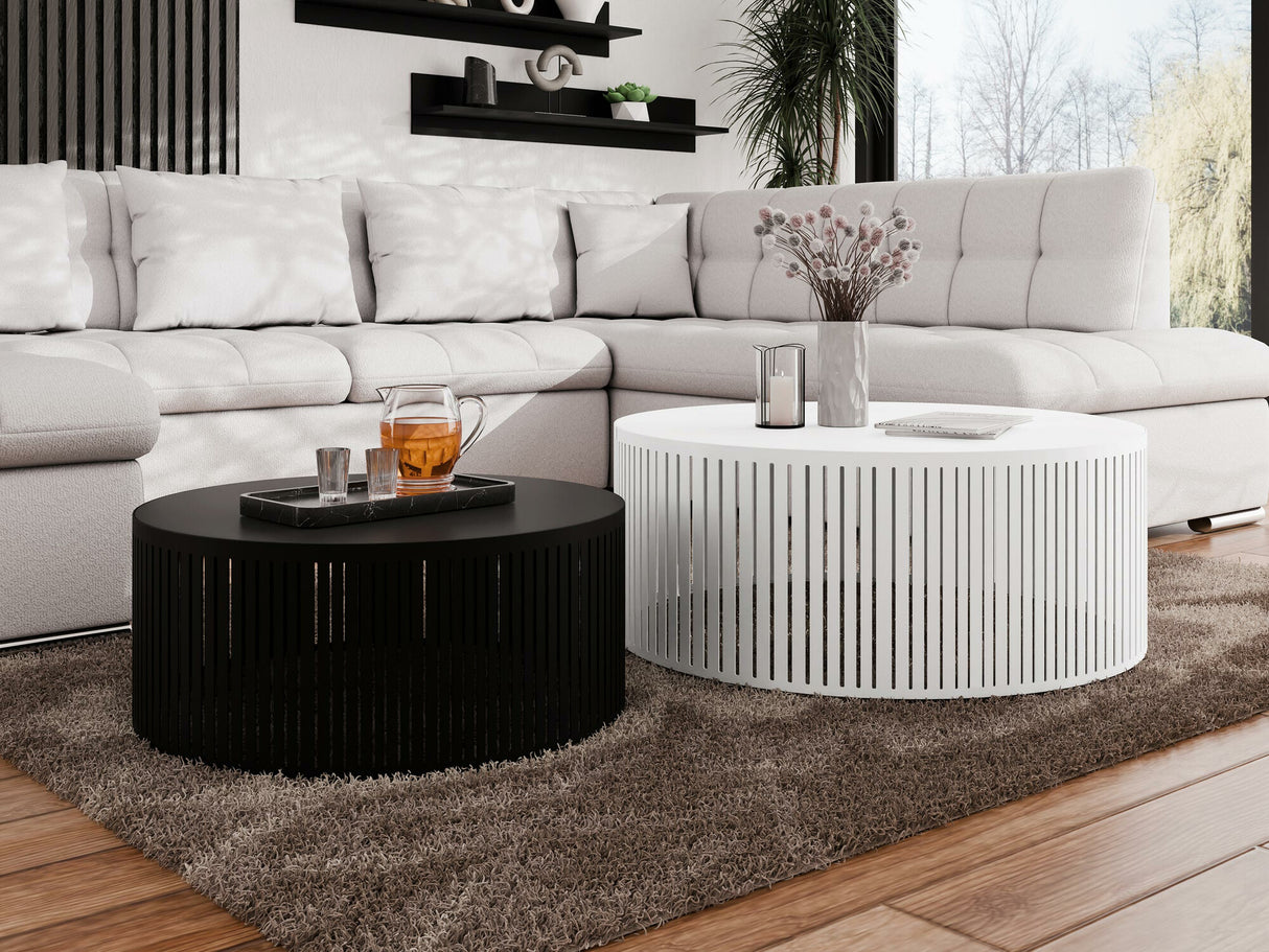 Dohányzóasztal szett Zestaw stolików kawowych VELEDE, Szín: Fekete + Fehér