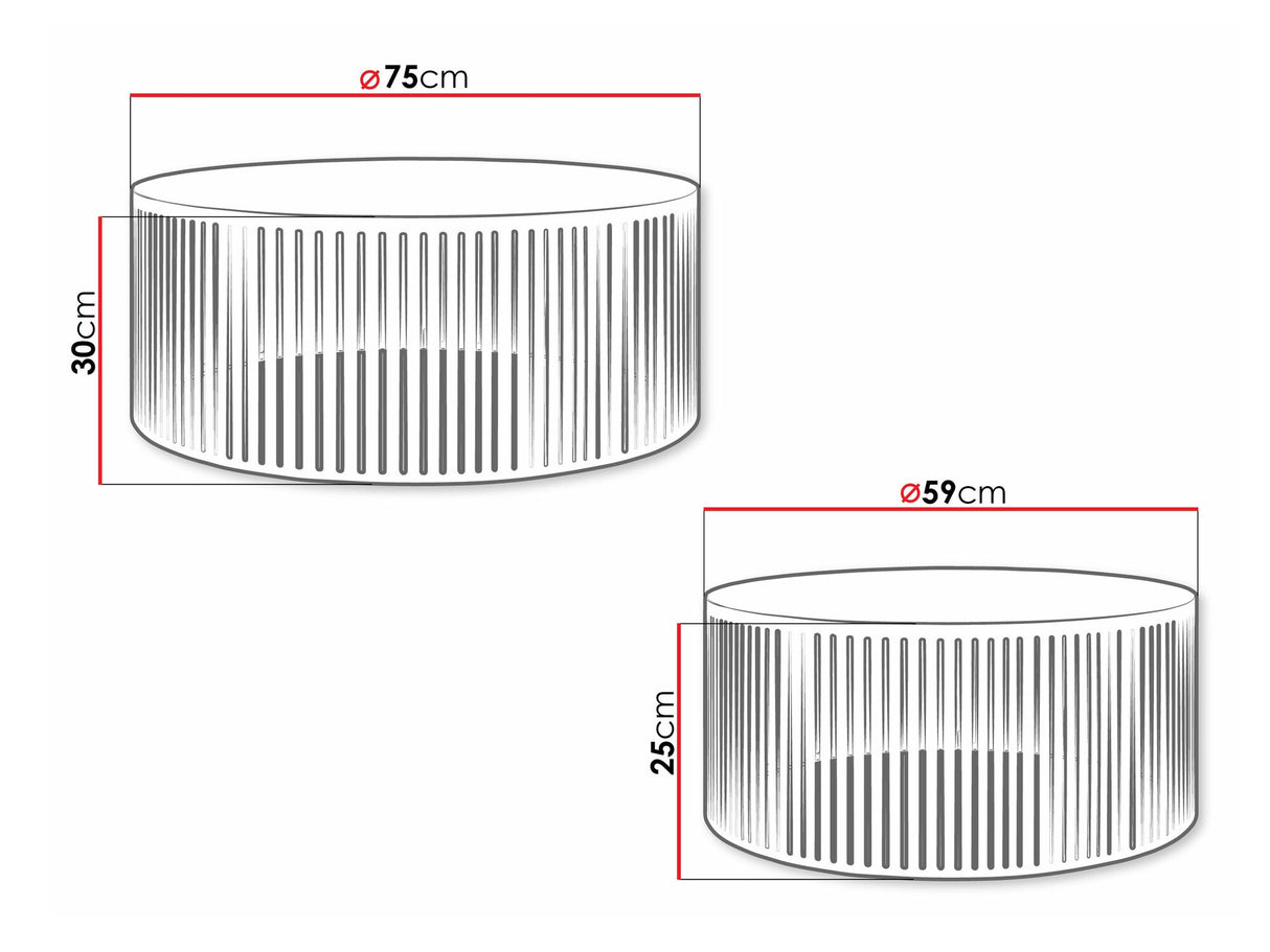 Dohányzóasztal szett Zestaw stolików kawowych VELEDE, Szín: Fekete + Fehér