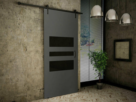 Tolóajtók Drzwi RETRO 1 80 + samodomykacz, Szín: Antracit + Fekete