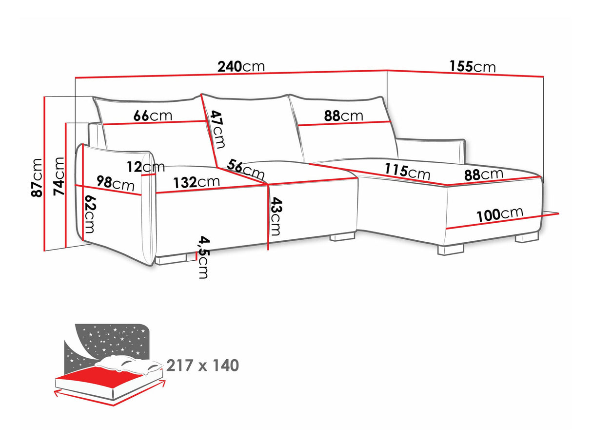 Sarokkanapé Narożnik FOCUS L Uniwersalna, Szín: Soul 1