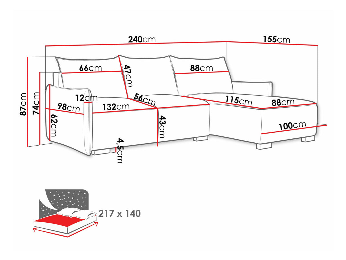 Sarokkanapé Narożnik FOCUS L Uniwersalna, Szín: Soul 10