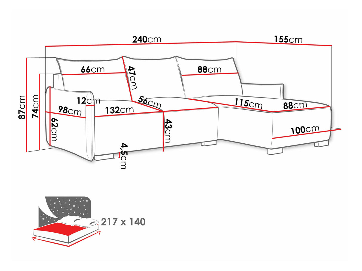 Sarokkanapé Narożnik FOCUS L Uniwersalna, Szín: Soul 15