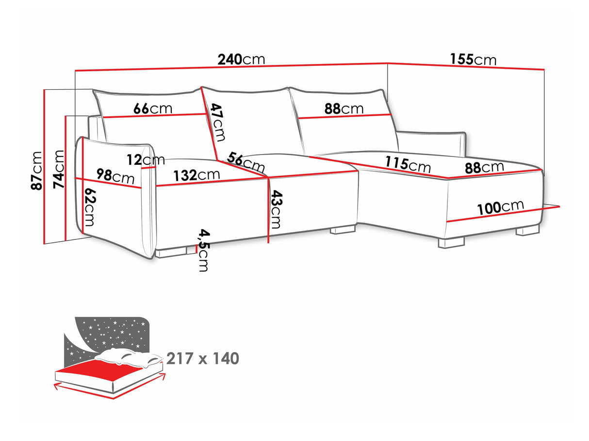 Sarokkanapé Narożnik FOCUS L Uniwersalna, Szín: Soul 16
