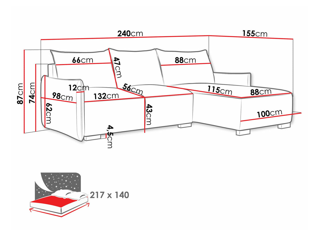 Sarokkanapé Narożnik FOCUS L Uniwersalna, Szín: Soul 18