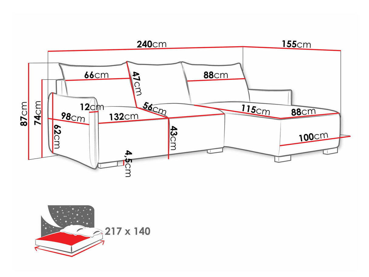 Sarokkanapé Narożnik FOCUS L Uniwersalna, Szín: Soul 20