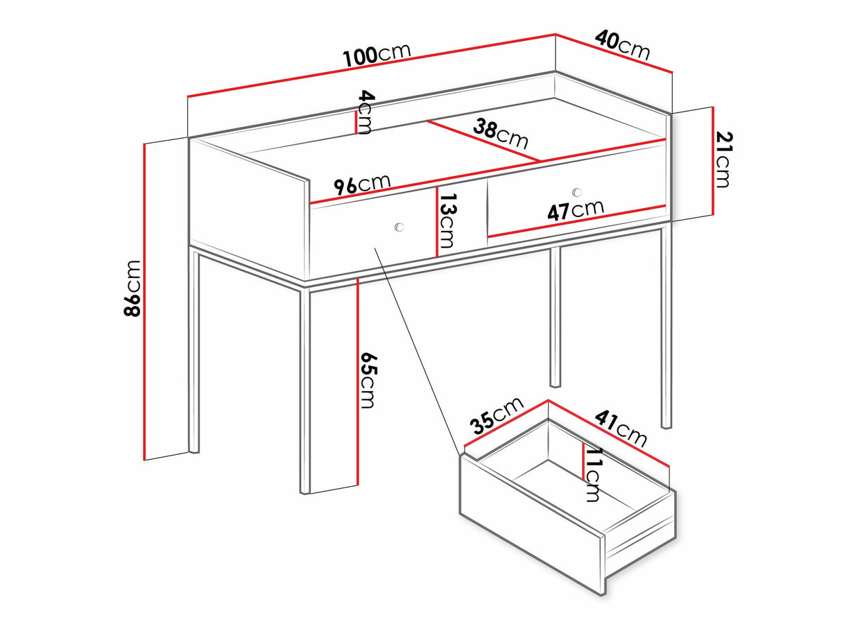 Konzolasztal Toaletka 2SZ TOKIROT, Szín: Szürke