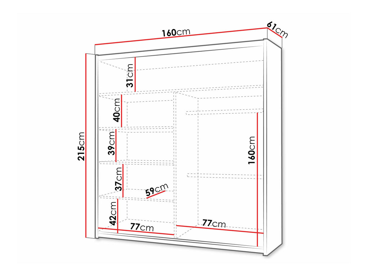 Gardróbszekrény Szafa DAKOTA 160 Biały / Lustro