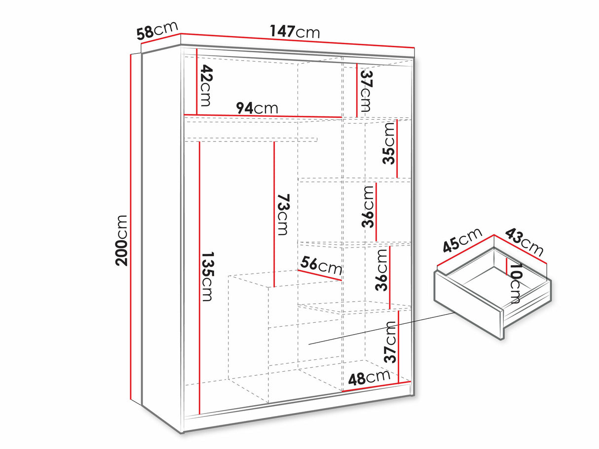 Gardróbszekrény Szafa BALI D3, Szín: Sonoma tölgy
