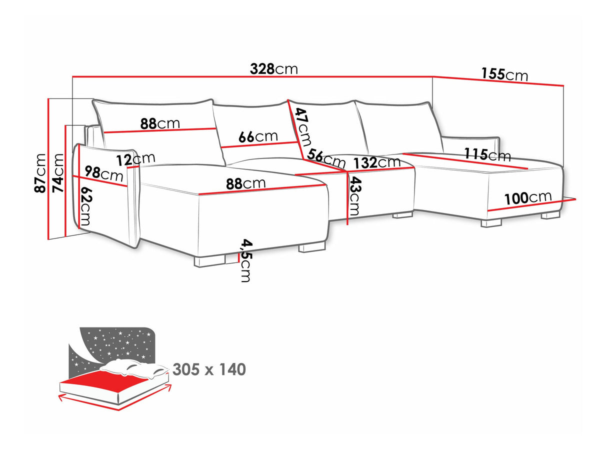 Sarokkanapé Narożnik FOCUS U, Szín: Soul 1