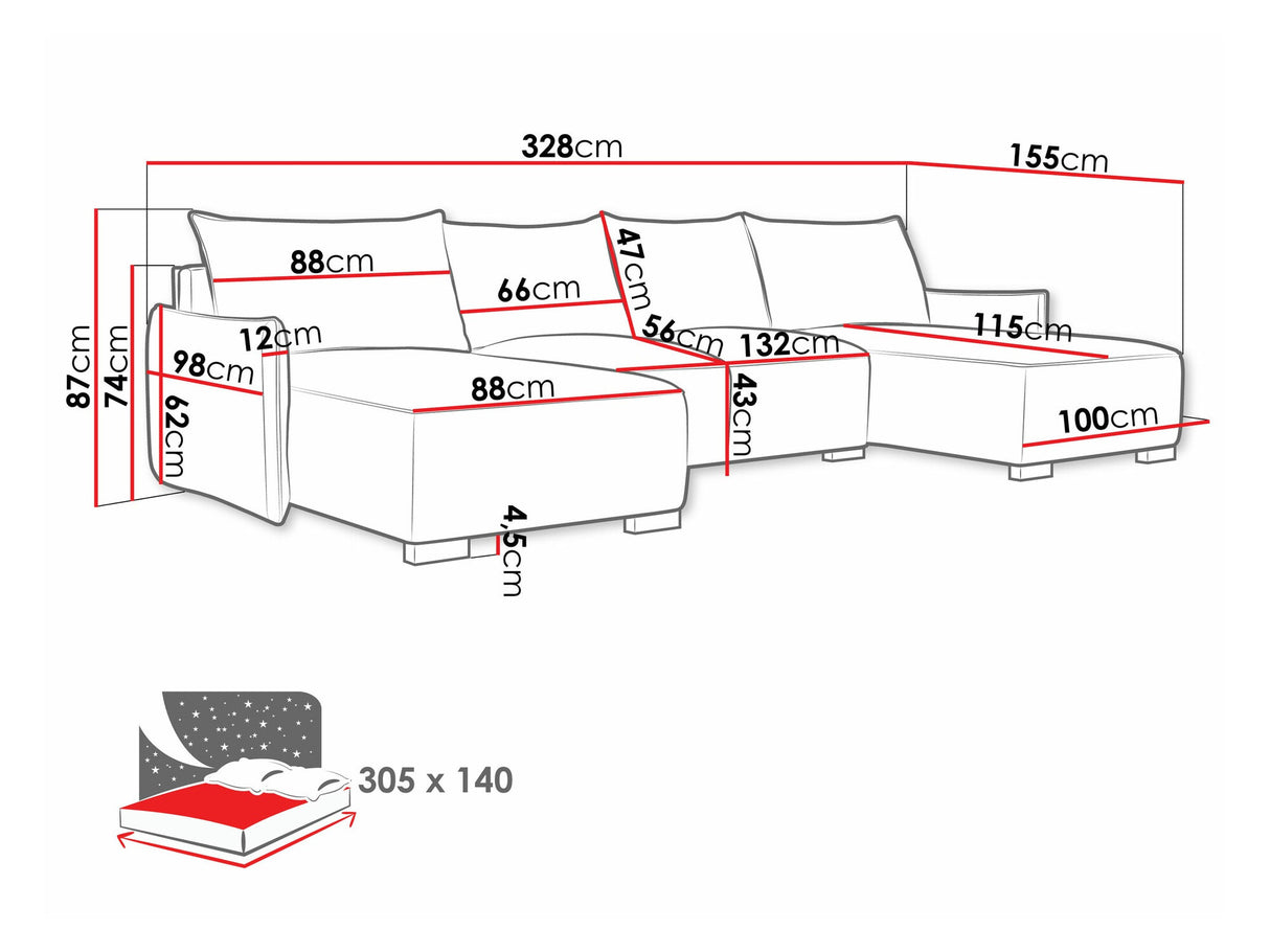 Sarokkanapé Narożnik FOCUS U, Szín: Soul 4