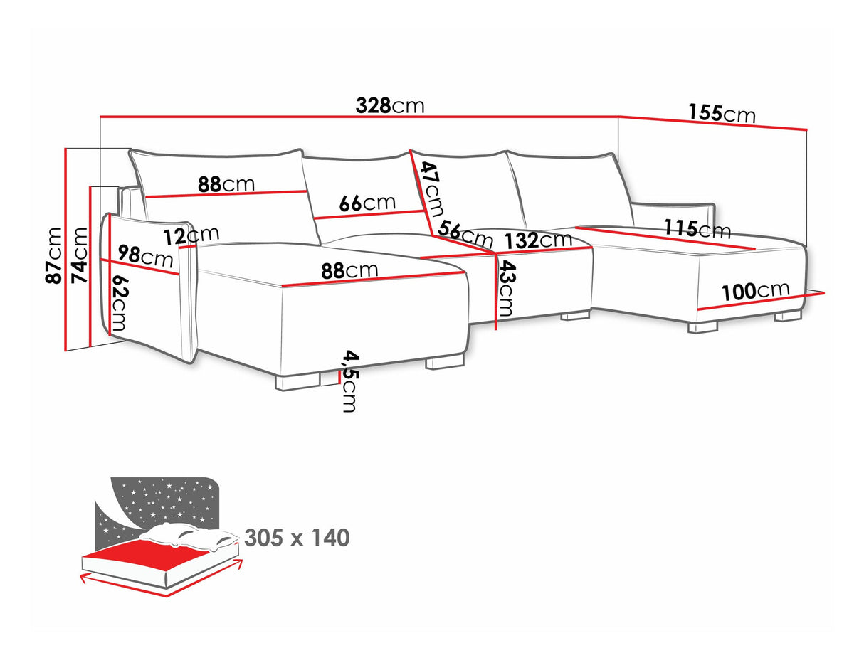Sarokkanapé Narożnik FOCUS U, Szín: Soul 8