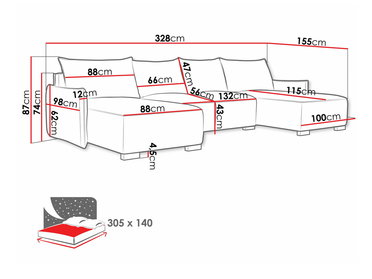 Sarokkanapé Narożnik FOCUS U, Szín: Soul 15