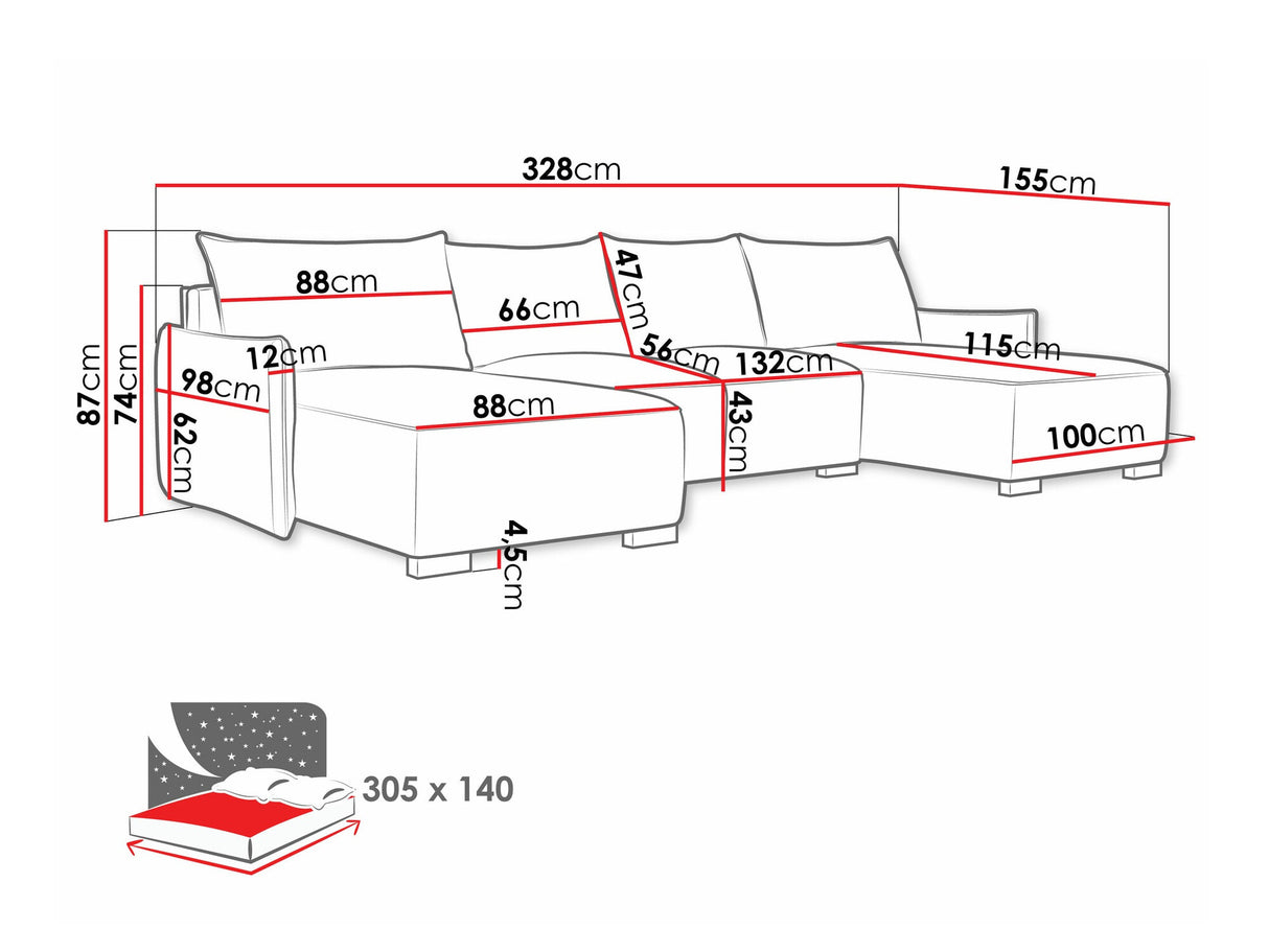 Sarokkanapé Narożnik FOCUS U, Szín: Soul 16