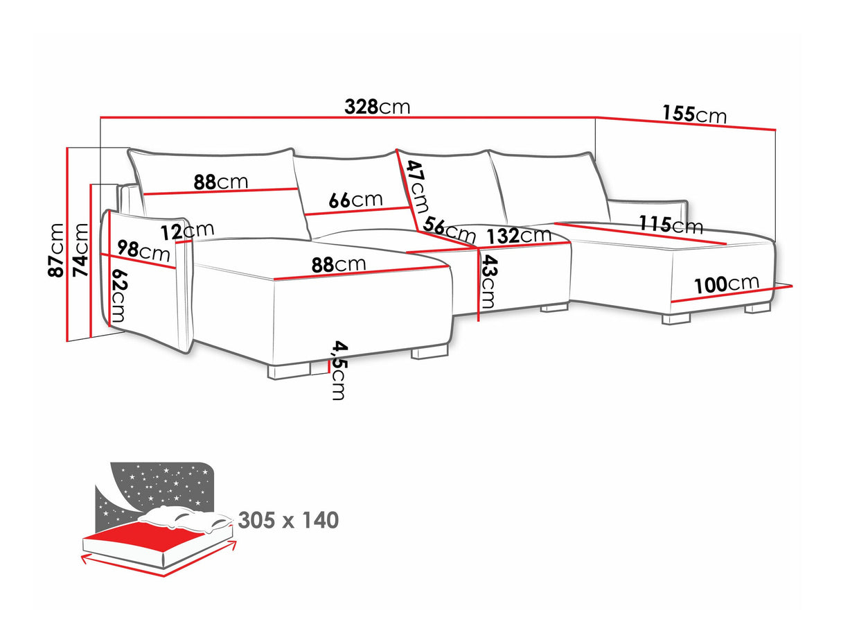 Sarokkanapé Narożnik FOCUS U, Szín: Soul 20
