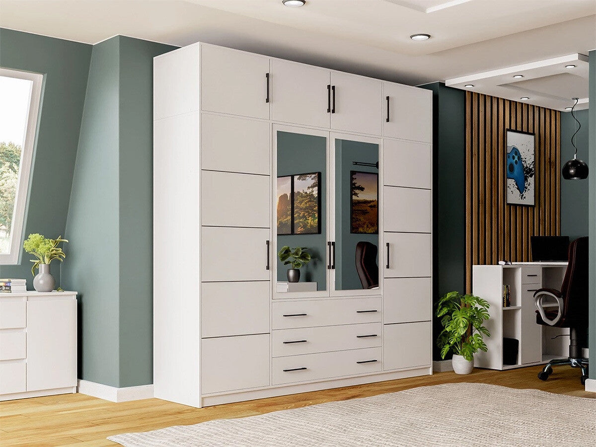 Gardróbszekrény Szafa BALI 240 Biały/lustro, Szekrény: Igen