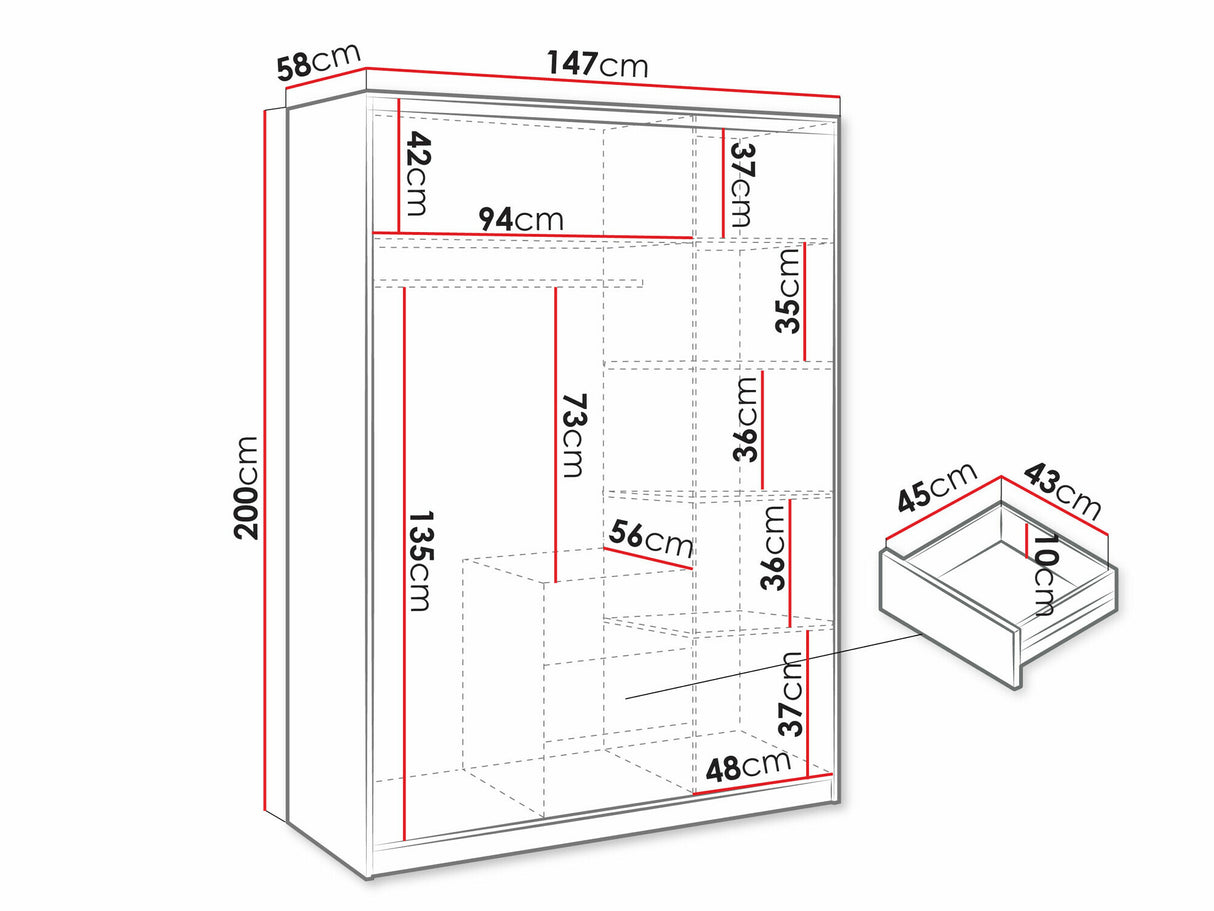 Gardróbszekrény Szafa BALI D3 + nadstawka, Szín: Wellingtoni tölgy