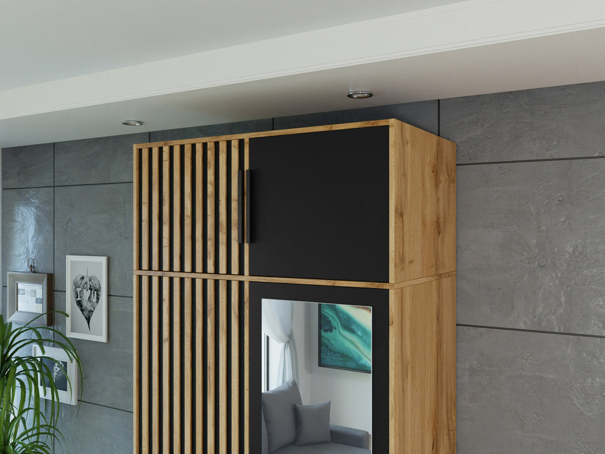 Szekrény Nadstawka BALI LUX D2, Szín: Wotan tölgy + Fekete