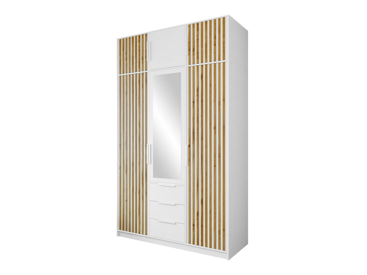 Gardróbszekrény Szafa BALI LUX D3 + nadstawka, Szín: Fehér + Wotan tölgy