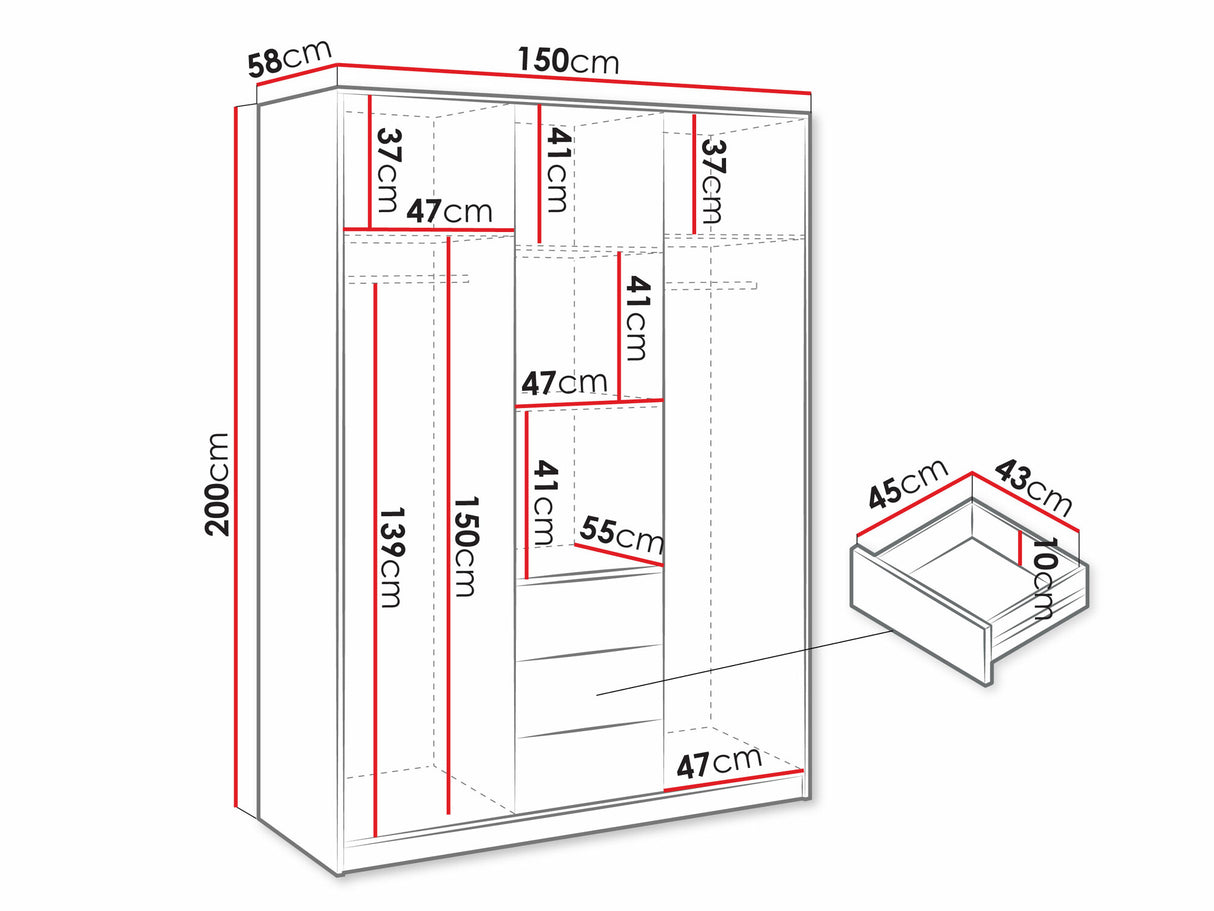 Gardróbszekrény Szafa BALI LUX D3 + nadstawka, Szín: Wotan tölgy + Fekete