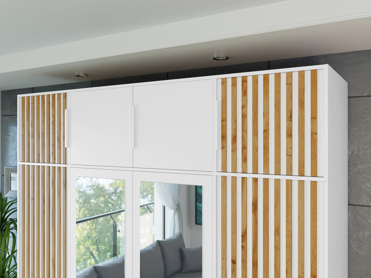 Szekrény Nadstawka BALI LUX D4, Szín: Fehér + Wotan tölgy