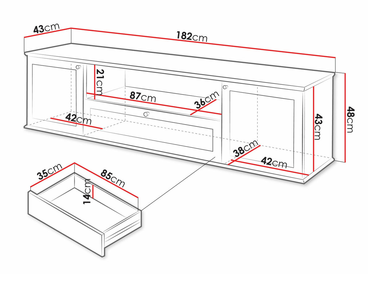 TV-állvány Szafka RTV 2D1SZ GACORIS Biały/Dąb lefkas/Biały