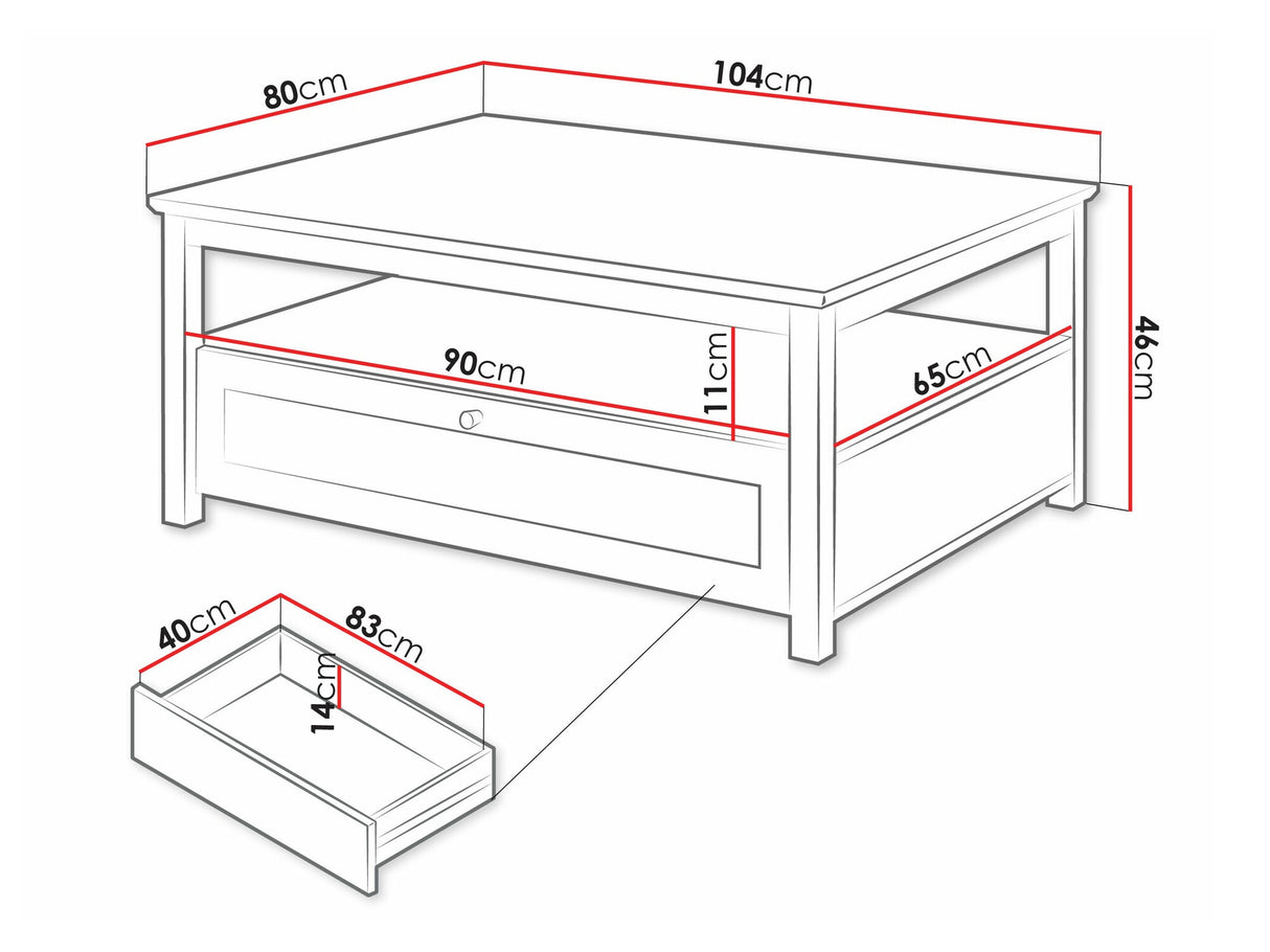 Dohányzóasztal Stolik kawowy 1SZ GACORIS Biały/Dąb lefkas/Biały