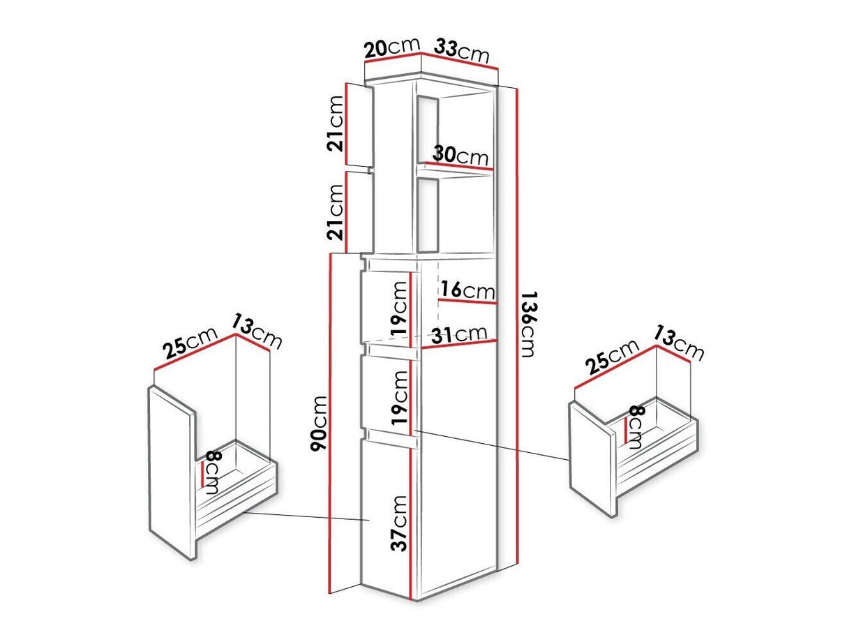Beépített fürdőszoba szekrény Roza (Milowa)