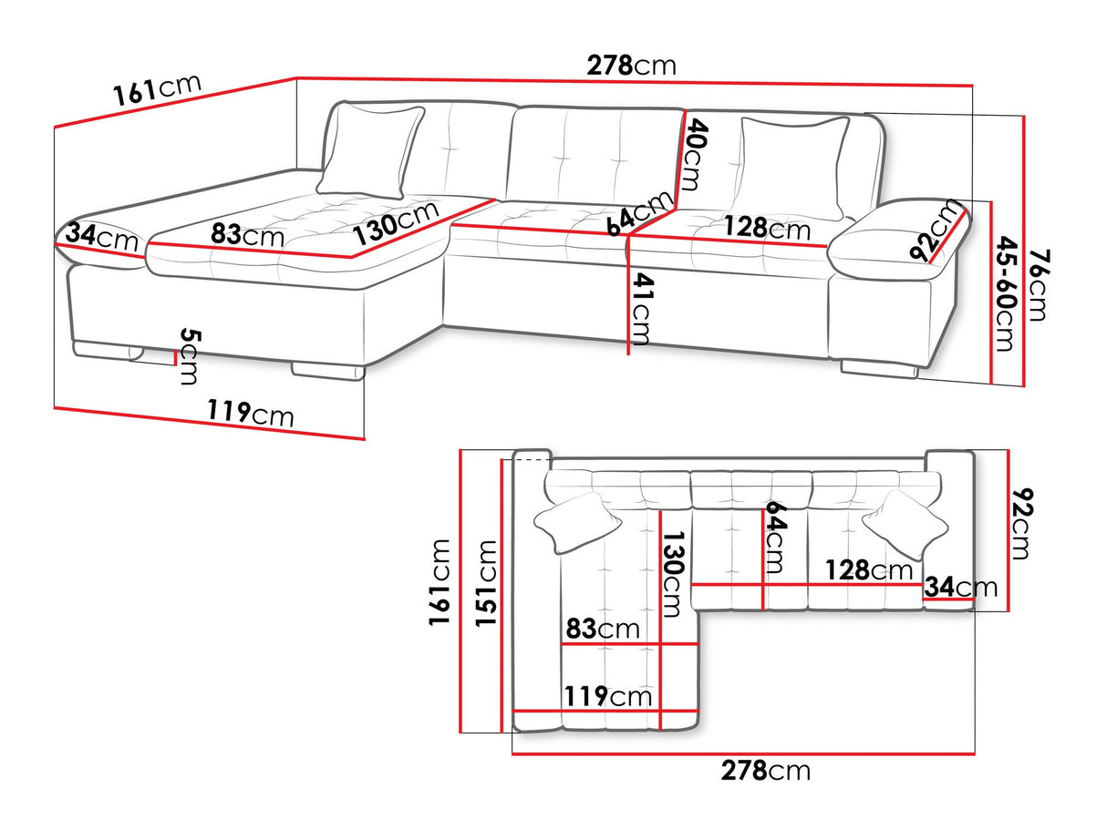 Sarokkanapé Montana (Premium), Szín: Baloo 2074, Változatok: Jobbos