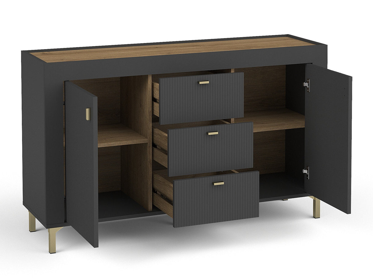 Komód MOSSA MO6, Szín: Matt fekete