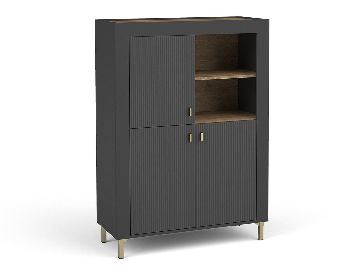 Könyvespolc MOSSA MO5, Szín: Matt fekete, Led világítás: Nem