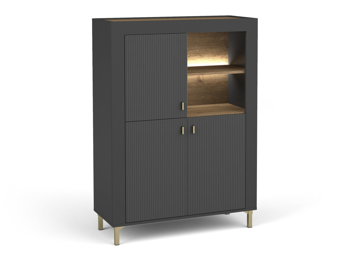 Könyvespolc MOSSA MO5, Szín: Matt fekete, Led világítás: Igen