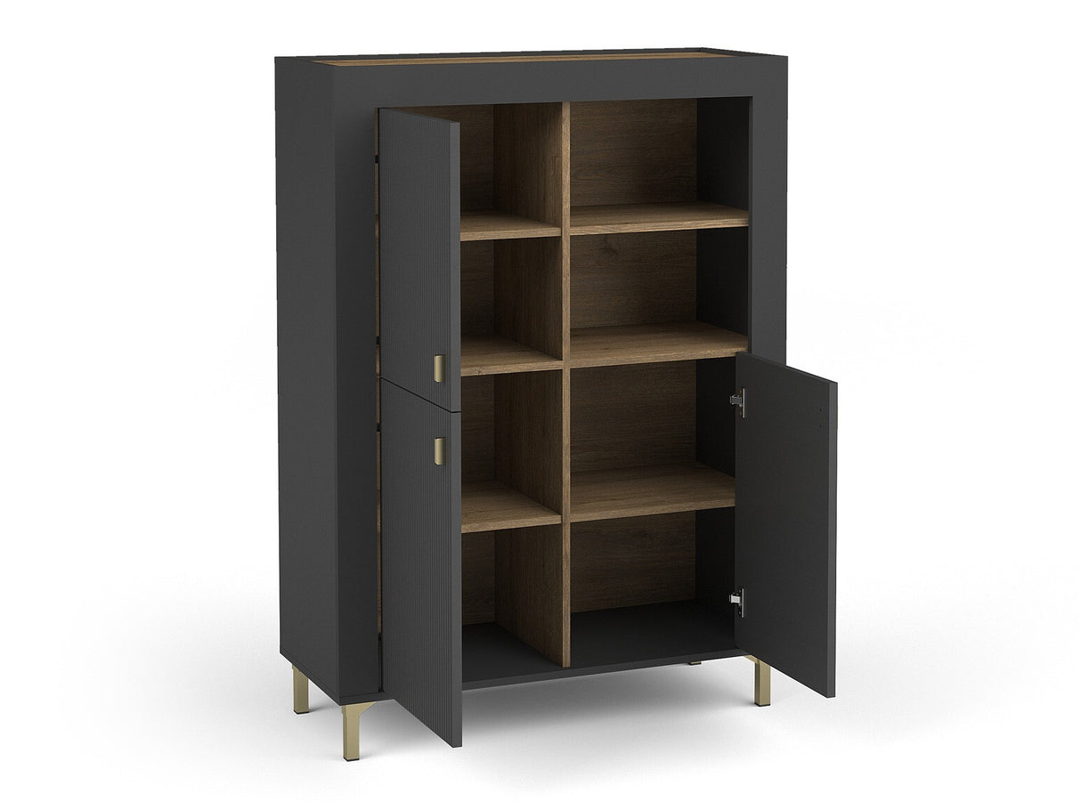 Könyvespolc MOSSA MO5, Szín: Matt fekete, Led világítás: Igen