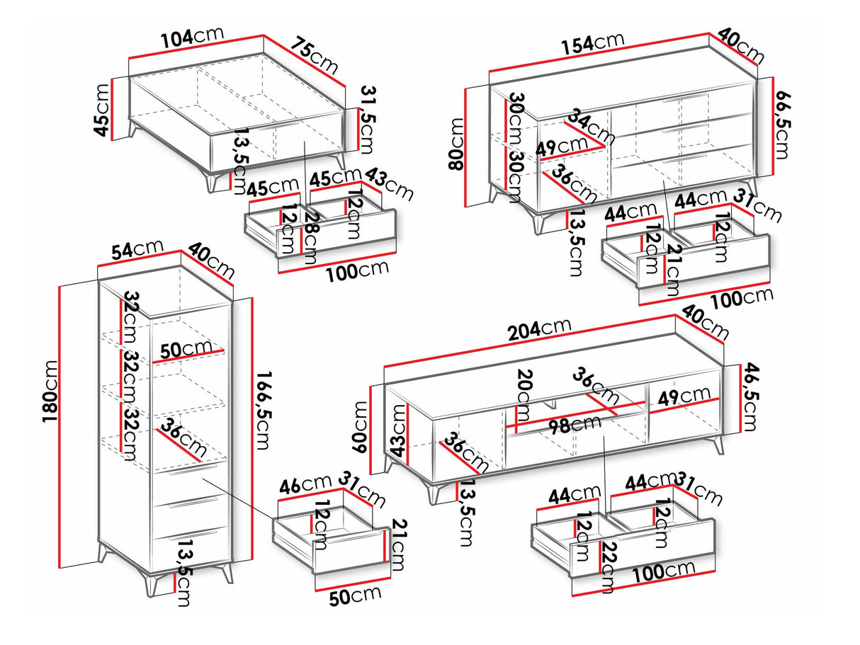 Nappali szett Meble XYLIX I Beż Piaskowy, Komód: Igen