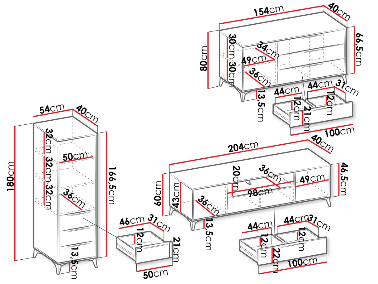 Nappali szett Meble XYLIX, Komód: Igen
