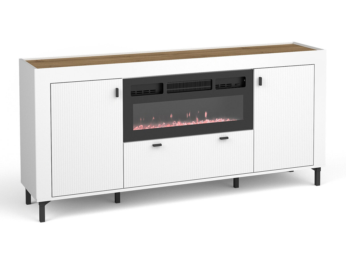 Komód MOSSA MO7, Szín: Matt fehér, Kandalló: Igen