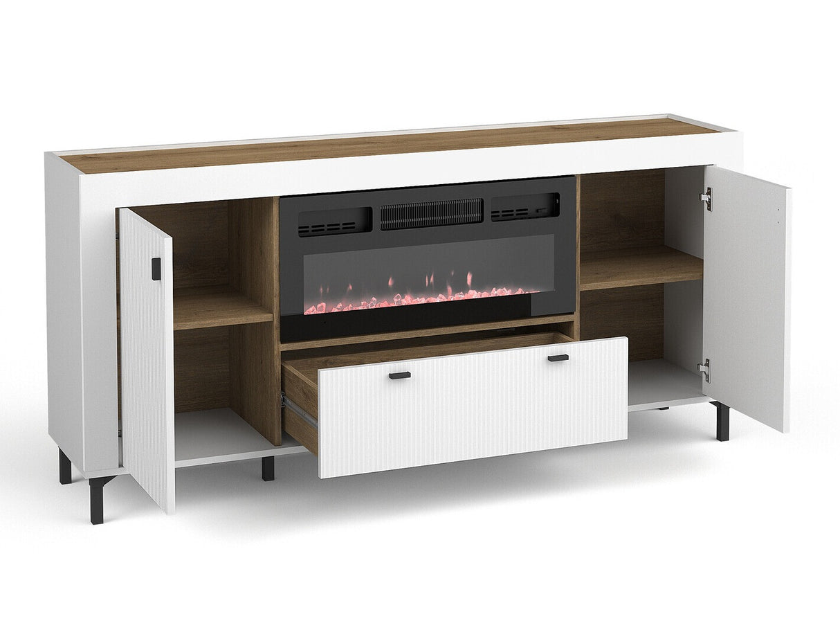 Komód MOSSA MO7, Szín: Matt fehér, Kandalló: Igen