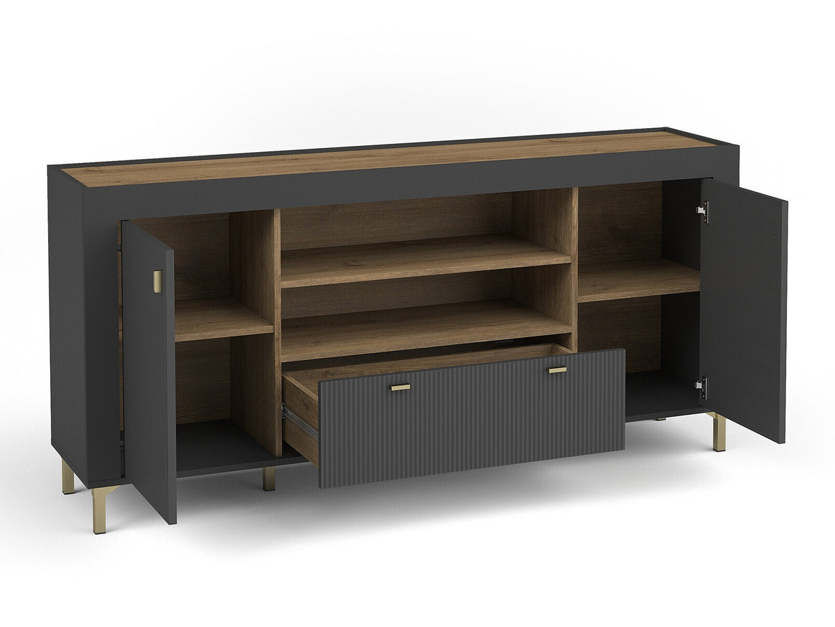 Komód MOSSA MO7, Szín: Matt fekete, Kandalló: Nem